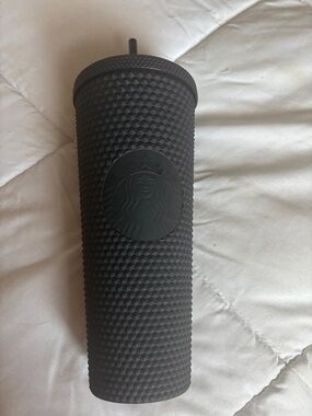 Starbucks Matte Black Textured Studded Tumbler with Straw